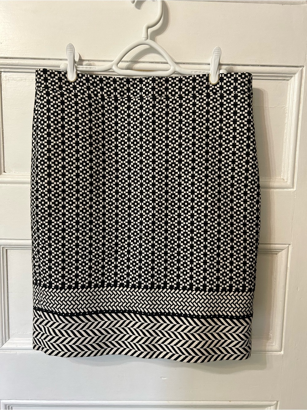 J. Crew Black and White Geometric Pencil Skirt
